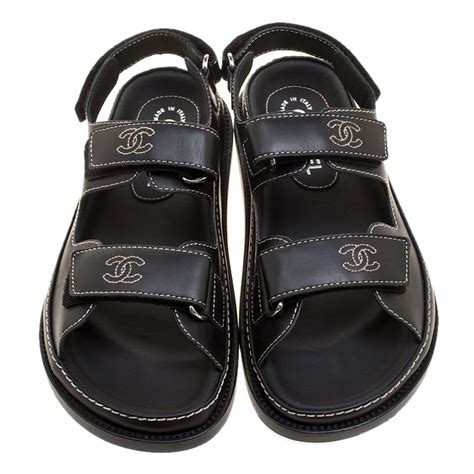 black chanel velcro sandals.